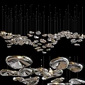 Contemporary Artistic Metallic Chandelier With Irregular Shapes Multiple Components And Hanging Design