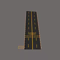 Urban Asphalt Road Facility with Yellow Lane Markings and Side Guardrails