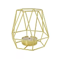 Gold Geometric Frame Candle Lamp With Lit Candle Inside Modern Home Decorative Design