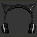 Black Cat Ear Design Over Ear Headphones With Stylish Reflective Finish And Comfortable Earpads