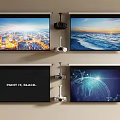 Projection Monitoring Setup Featuring Multiple Projector Screens And Diverse Visual Content