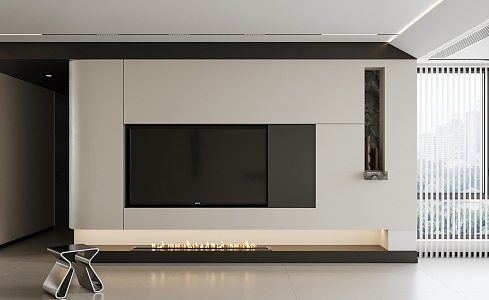 TV background wall fireplace 3d model