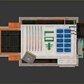 Landscape View Of Modern Structure With Solar Panels Green Cross And Colorful Modules