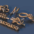 Light Brown Hemp Rope Knots in Various Styles for Home Decoration and Use