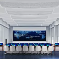 Modern Monitoring Room Command and Control Hall Monitoring Hall Dispatching Command Center Office Desk and Chair 3d model