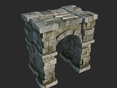 Ancient Stone Archway Structure With Weathered Stone Blocks And Arched Design 3d model