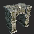 Ancient Stone Archway Structure With Weathered Stone Blocks And Arched Design 3d model