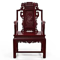 Traditional Chinese Mahogany Leisure Chair With Intricate Carvings On Backrest And Armrests