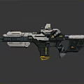 Futuristic Sci-Fi Weapon With Metallic Structure Detailed Sights And Mechanical Parts