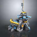 Industrial Mechanical Equipment Featuring Gray Blue Yellow Components Pipes and Complex Structure 3d model