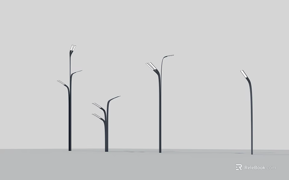 Modern Outdoor Lights with Various Designs and Stylish Lamp Post Structures 3d model 
