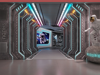 Modern aisle time tunnel 3d model