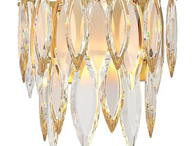 Elegant Modern Wall Lamp With Crystal Petal Design And Gold Frame 3d model
