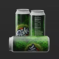 Refreshing Cola Can With Green Swirl Pattern And Nutrition Facts Label