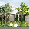 Modern Courtyard Sketches Flower Border Plants Flower Group Plants Collocation Spherical Shrub Net Safflower Plants Combination 3d model