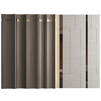 Modern Textured Wall Panels Design With Wooden And Light Color Finishes 3d model