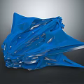 Blue Abstract Sculpture With Irregular Shape Sharp Edges And Geometric Facets