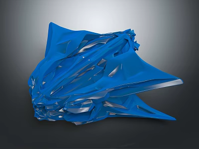 Blue Abstract Sculpture With Irregular Shape Sharp Edges And Geometric Facets 3d model
