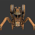 Mechanical Spider Creature With Orange Metallic Body And Multiple Robotic Legs