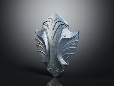 Ornate Metal Shield Featuring Intricate Carved Patterns And Elegant Design Elements 3d model