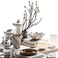 Modern Minimalist Home Decorative Ornament Set With Ceramic Vase Twigs Bowl Candle And Books