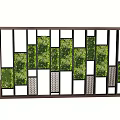 Modern Living Plant Wall With Geometric Grid Frame And Natural Shadow Effects