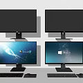 modern computer monitor keyboard mouse 3d model