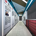 Elevator Hallway With Traditional Chinese Calligraphy Artworks And Fu Character