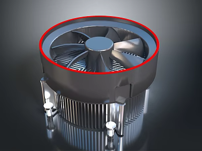 Practical Black Fan Radiator as Living Supplies with Red Border Circular Blades and Metal Stands 3d model