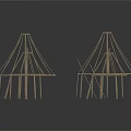 Modern Metallic Skeletal Structures With Conical Frame Design And Decorative Metal Bars 3d model