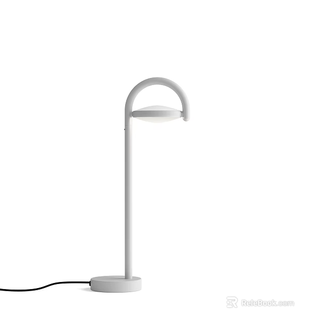 Modern White Table Lamp With Curved Stand And Minimalist Design For Home 3d model 