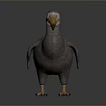 Dodo Bird 3D Model In Standing Pose With Gray Feathers Yellow Beak And Orange Feet