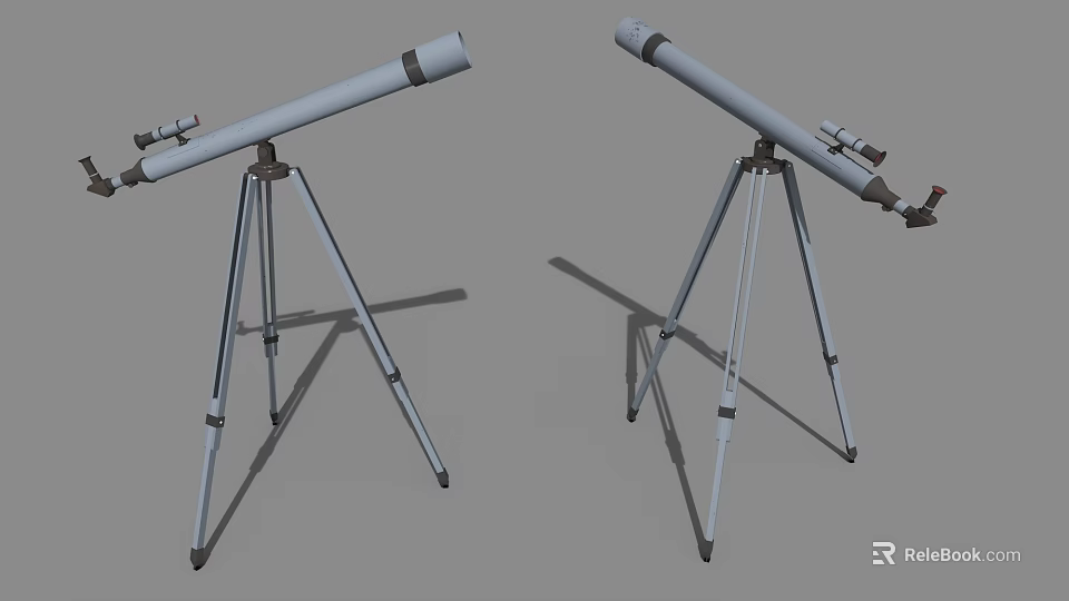 Two Practical Household Telescopes Mounted On Sturdy Adjustable Tripod Stands For Outdoor Viewing 3d model 