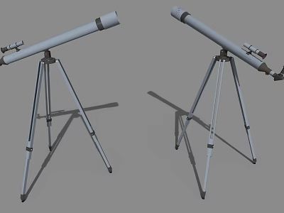 Two Practical Household Telescopes Mounted On Sturdy Adjustable Tripod Stands For Outdoor Viewing 3d model