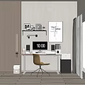 Contemporary Office Desk With Computer Monitor Desk Lamp Chair FUTURA Wall Art And Storage Cabinet