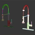 Modern Kitchen Faucets With Coiled Spring Spout Sleek Black And Silver Finish