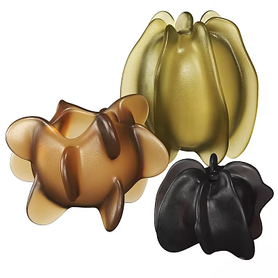 Modern Decorative Ornament Set With Brown Gold Black Petal Shaped Designs For Home Decor 3d model