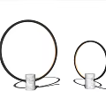 Modern Circular Table Lamps With Black Metal Ring And White Marble Base 3d model