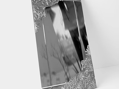 Decorative Mirror With Intricate Floral Carved Frame For Home Interior Decoration 3d model