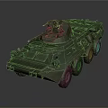 Green Armored Military Vehicle with Six Wheels Mounted Weapon and Tactical Armor Design