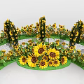 Vibrant Event Entrance Decorated With Colorful Sunflowers And Green Foliage