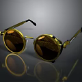 Fashionable Golden Round Sunglasses With Brown Lenses And Modern Design