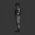 Tactical Character In White Uniform With Helmet Vest Knee Pads And Boots