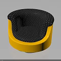 Stylish Round Accent Chair with Yellow Base and Black Dotted Cushion Design