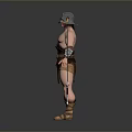 Man In Horned Helmet With Leather Armor Arm Guards Boots And Long Sword