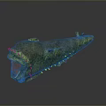 Green Aquatic Crocodile With Open Mouth And Scaly Textured Body