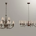 Elegant Classic Multi Fabric Shade Chandeliers with Metal Frame and Crystal Pendants