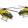 Two Yellow Helicopters For Emergency Rescue Services 3d model