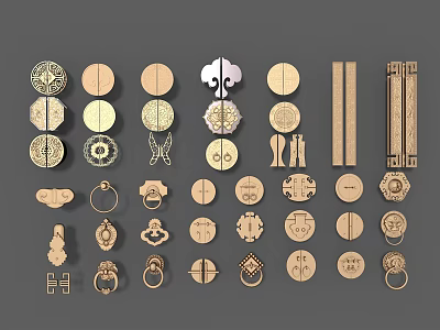 Various Decorative Furniture Handles With Different Shapes And Designs For Cabinets 3d model