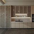 Modern Kitchen Interior With Wall And Base Cabinets Wooden Doors And Stone Countertop